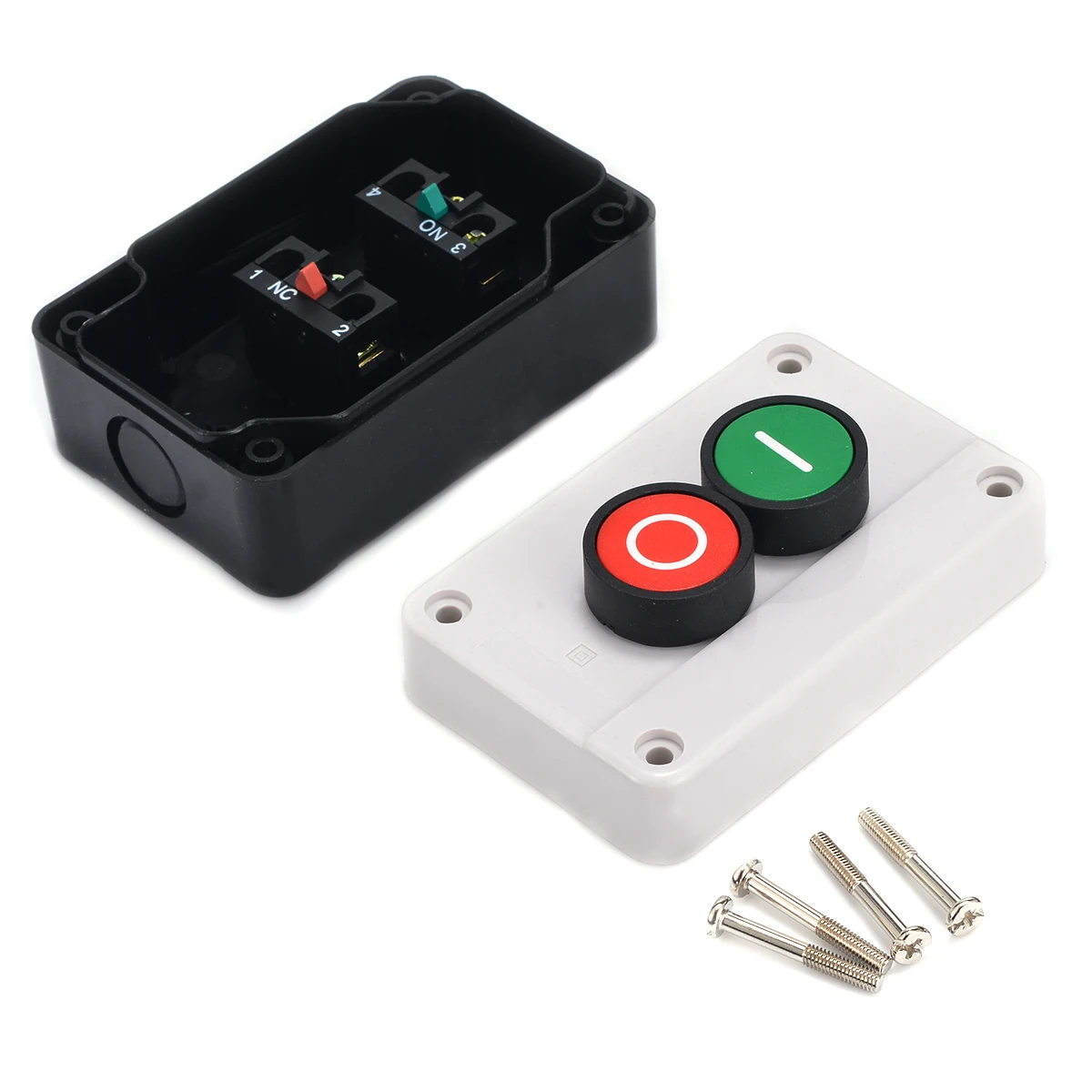 

1pc Push Button Station Switch Plastic Enclosures Remote Start Stop Motor Solenoid Ip55 Button Box Momentary Switch