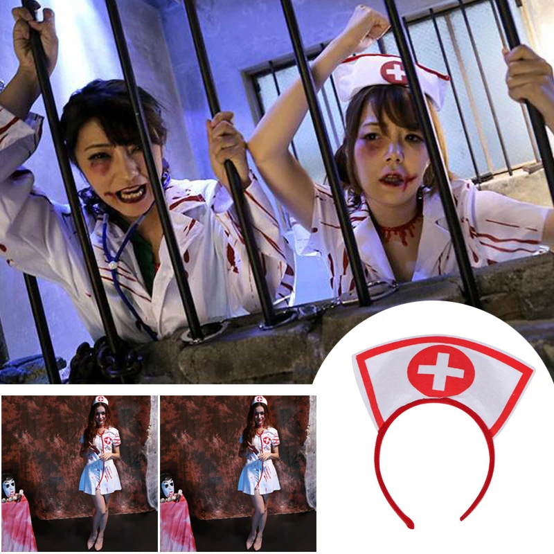 Halloween Costume Naughty Nurse Hat Headband Fancy Dress Up Halloween Party Cosplay Hairband Costume Halloween Props Decoration