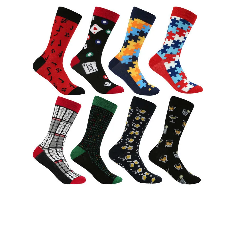 

PEONFLY 1 pair drop shipping mens socks autumn winter business dress long socks cotton funny crew socks Calcetines de hombre