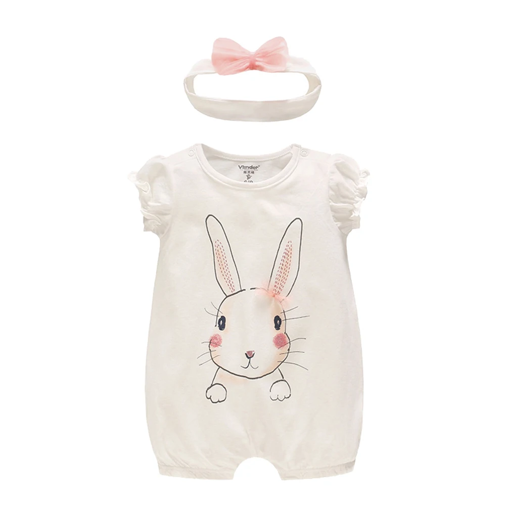 

Clearance Sale Toddler Girls Cotton Romper Bunny Cartoon Patterns With Headband