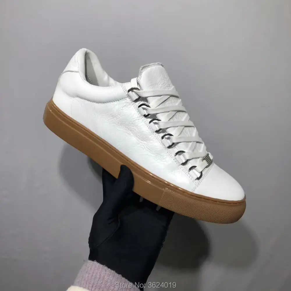 Sapatilhas Luxo Do Design Sapato Liso Corte Couro De Baixo Sapatos Branco Homem Calçados Casual Primavera Moda Marca Estilo Mocassins New 00PBq
