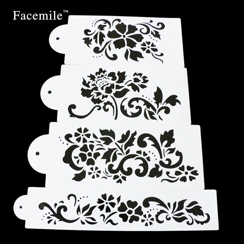 4 шт. трафареты для украшения торта в виде цветка сливы|spray stencil|dessert decorationdiy mold |
