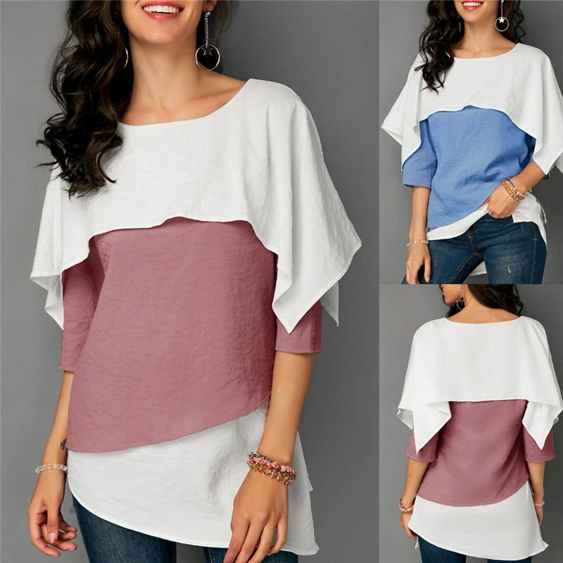 Женская Летняя мода свободные топы с коротким рукавом рубашка Casua женская футболка Новая мода работа blusa Свободные Футболка Camiseta muje