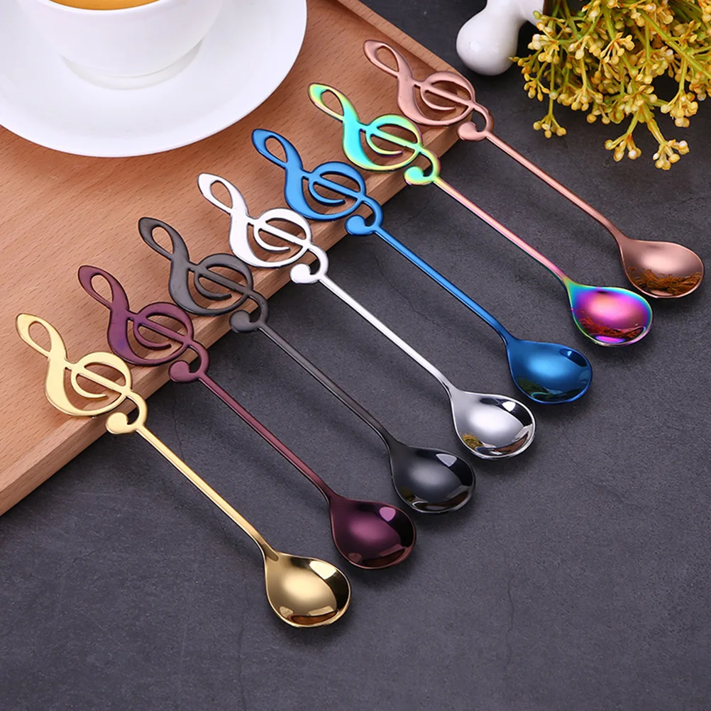 

Stainless Steel Musical Note Shaped Titanium-coated Coffee Spoons Milk Tea Drink Cafe Scoop Coffee Spoon Coffee Stirring Scoop