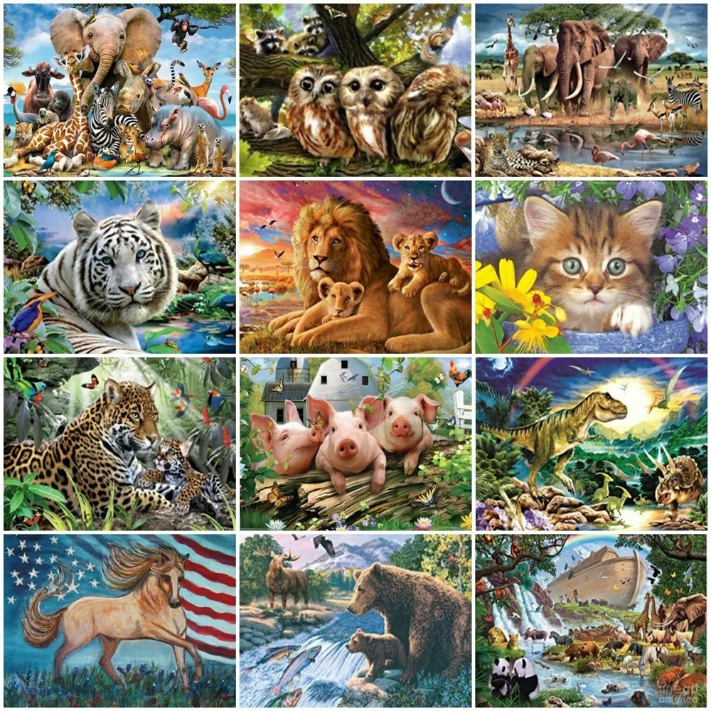 

HUACAN 5D DIY Diamond Painting Forest Animals Full Square Rhinestone Diamond Embroidery Cross Stitch Mosaic Gift Home Decoration