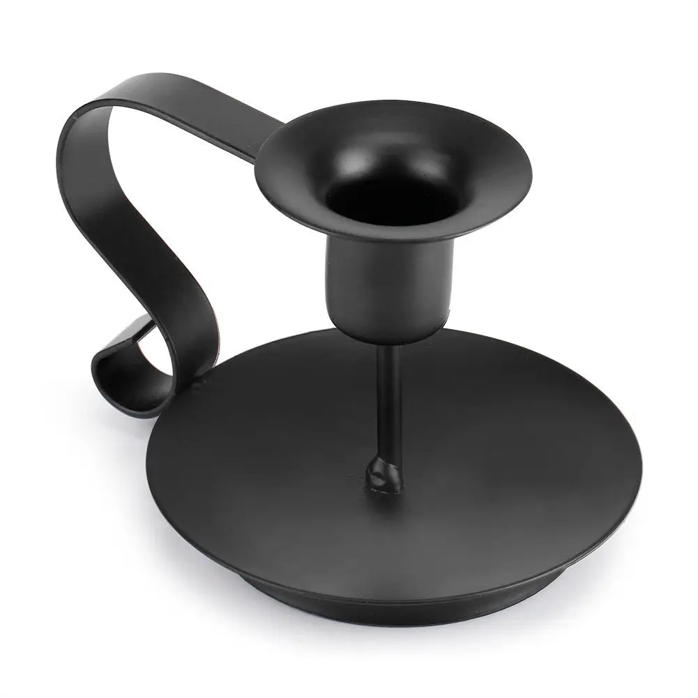 Железный канделябр конусный Подсвечник свеча ужин украшение стола держатель для чайной свечи с ручка в форме дуги черный