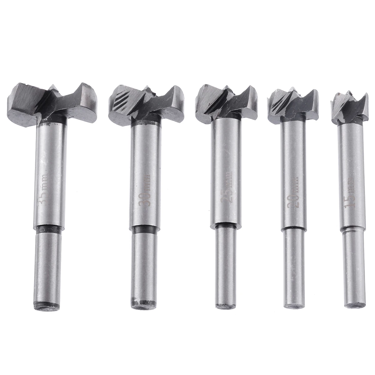 5pcs/set 15/20/25/30/35mm Wood Drill Bit Hole Saw Cutter Tool with Round Shank for Wood Cutter Garden Tool