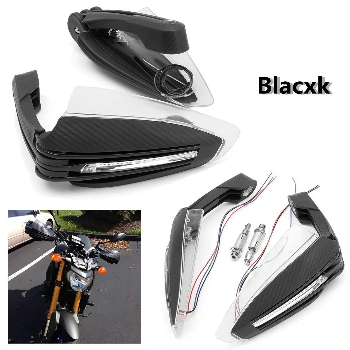 

1 Pair LED Light Motorcycle End Hand Guard Handlebar Protector protect your hands from rocks, mud and cold wind while driving
