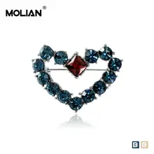 

MOLIAN Heart Brooch Cubic Zirconia Gothic Pins Silver Copper Romantic broche Gold Punk jewelry for women Retro jewellery Wedding