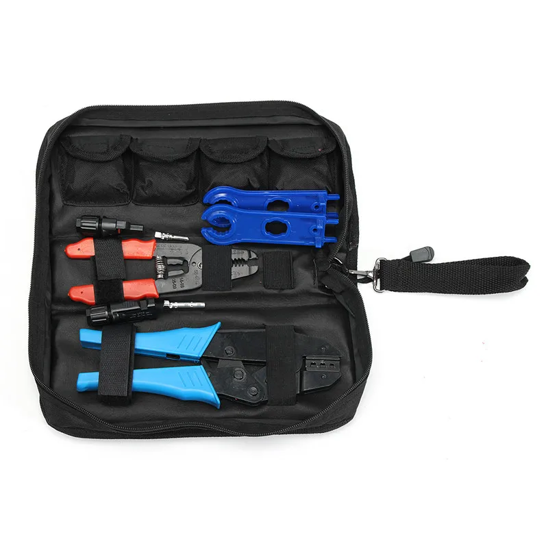 

6pc/set Solar PV Kit Tools For MC3/MC4 Solar Connectors With Crimping+Stripping+Cutting Connectors Multi Hand Tool Set Black Bag