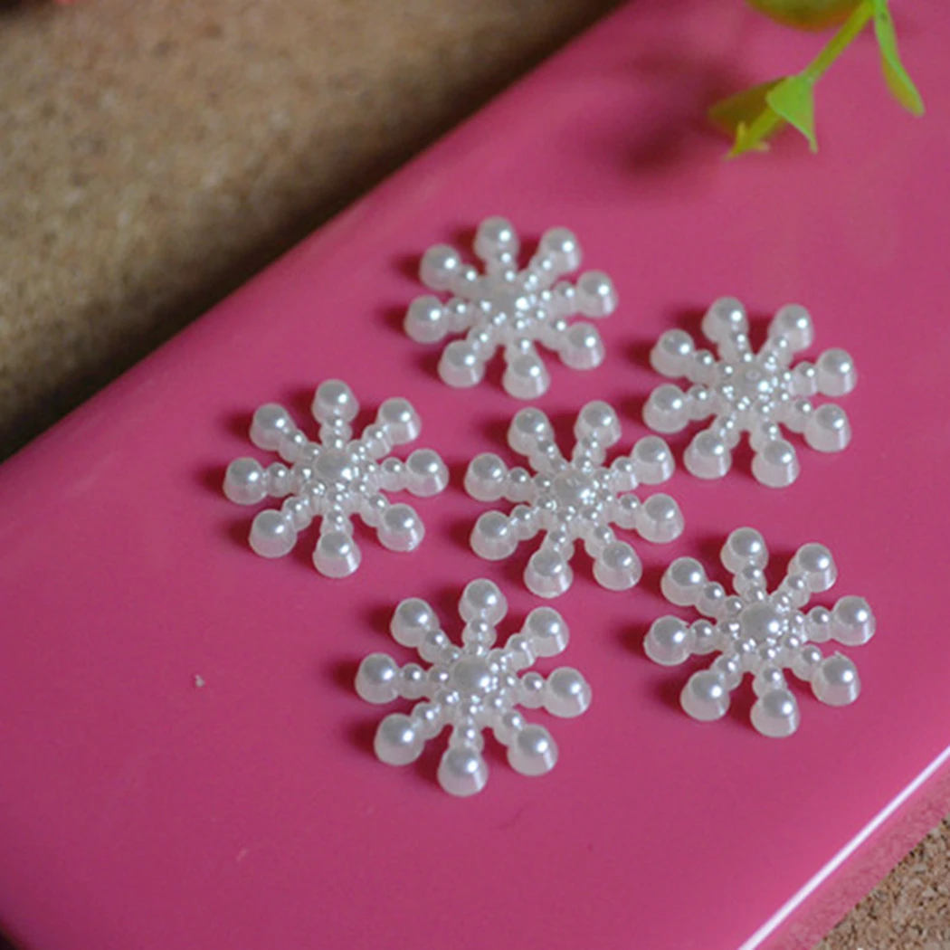 100Pcs Pearl Snowflake Craft DIY Decoration Embellishment Christmas Wedding Decoration Christmas Card Making DIY Craft