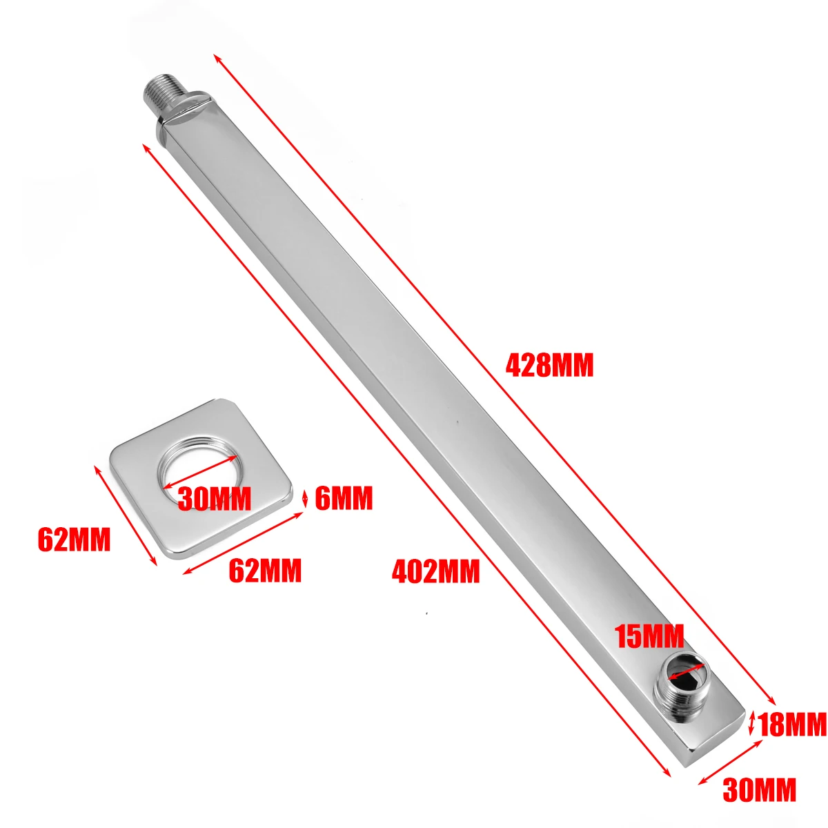 Хромированная квадратная потолочная душевая удлинитель настенный для ванной насадка для душа из нержавеющей стали дождевая Душевая насадка около 40 см