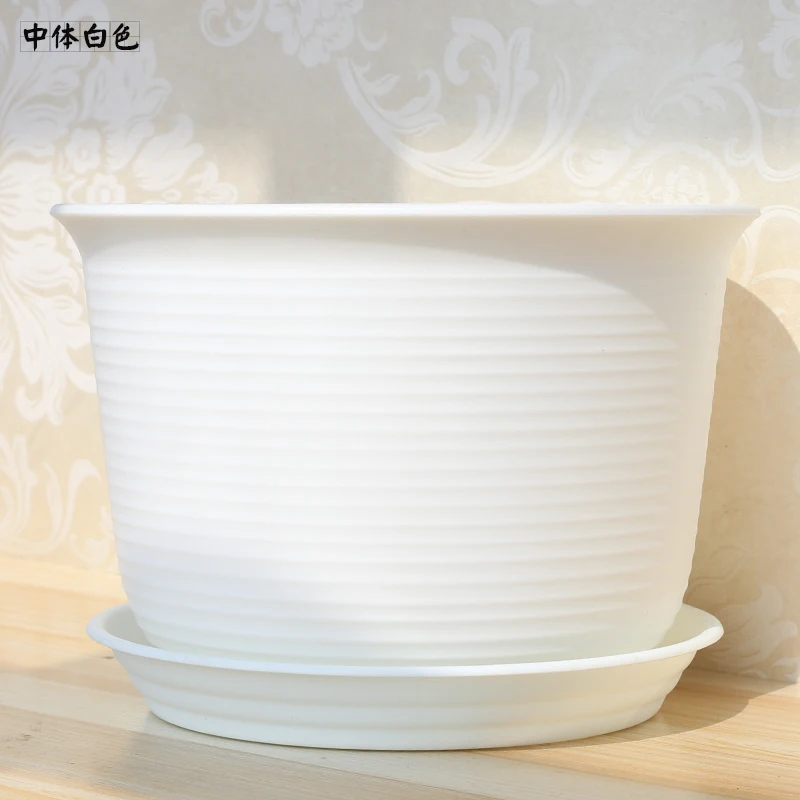 

High-grade imitation ceramic plastic flower pot large thickened balcony green planting creative green