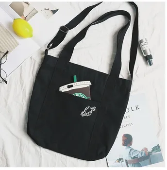 

2019 Foldable Women Canvas Shopping Bag Reusable Cloth Tote Bags Travel Storage Handbag Shoulder Bag Female Shopper Canta Bayan