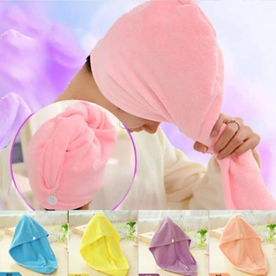 Microfiber Towel Quick Dry Hair Magic Drying Turban Wrap Hat Caps Spa Bathing