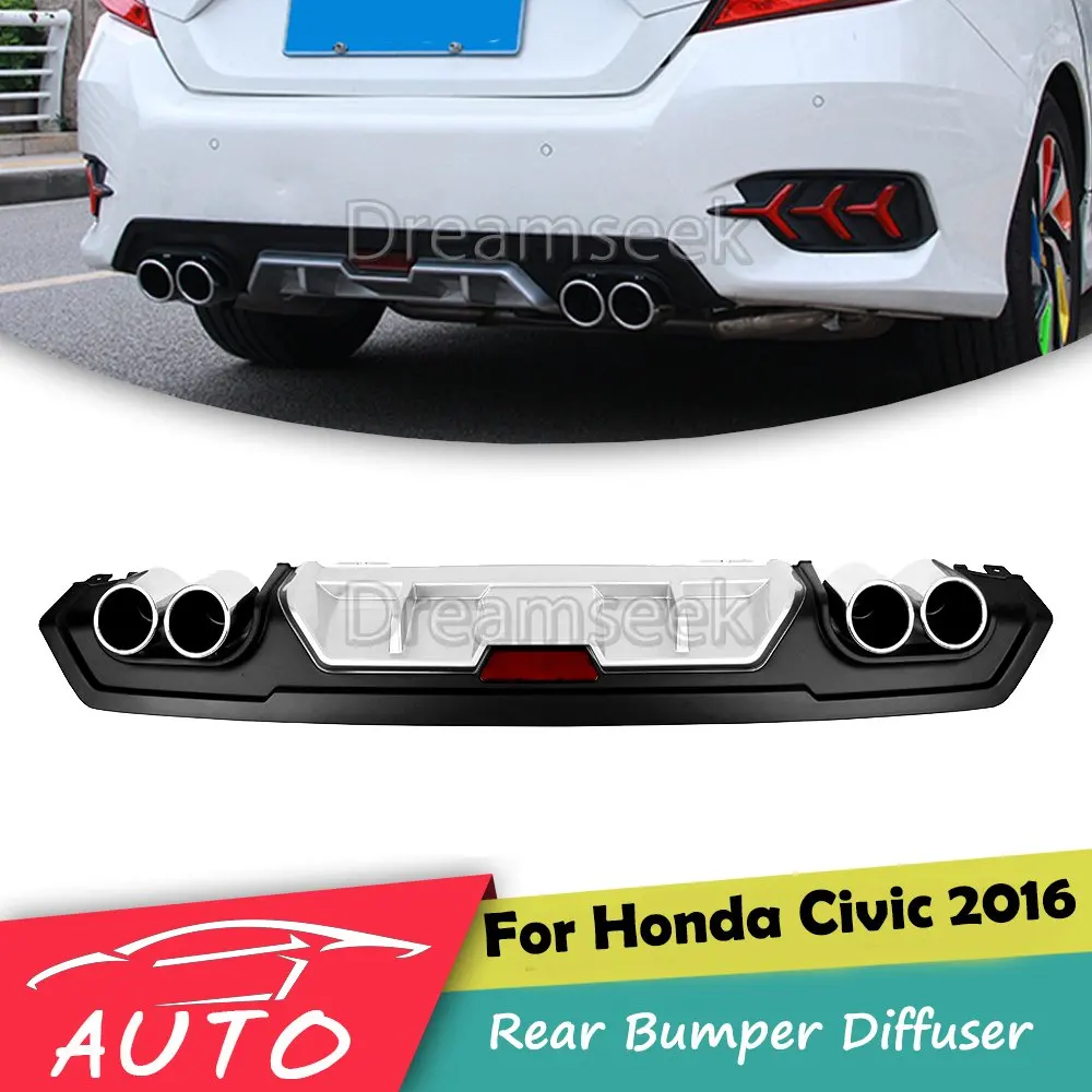 Для 2016 2017 2018 Honda Civic диффузор заднего бампера JDM Racing двойной выпускной