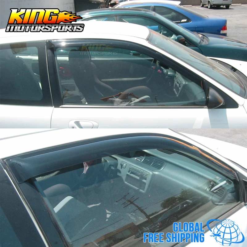 Fits 01-05 Honda Civic Coupe Slim Acrylic Window Visors 2Pc