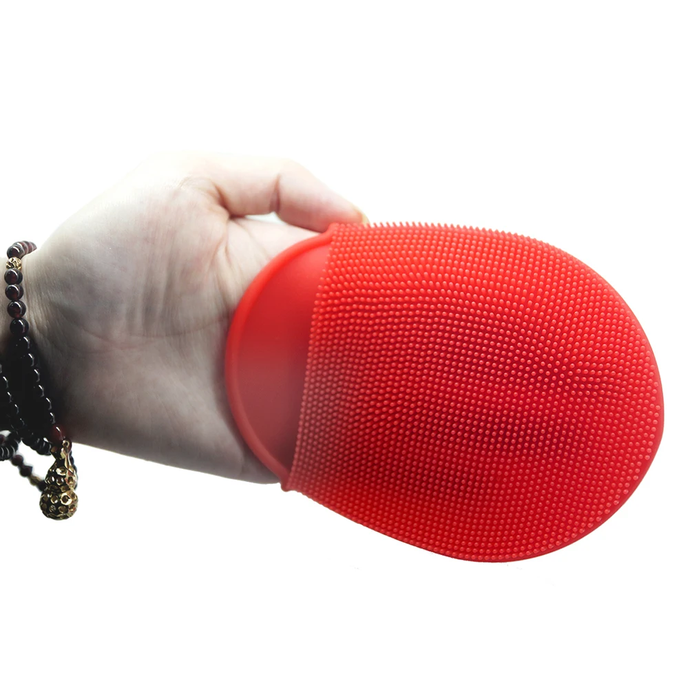 

Silicone Bathing Brush Anti-bacterial Shower Scrubber Facial Cleansing Pads (Red)