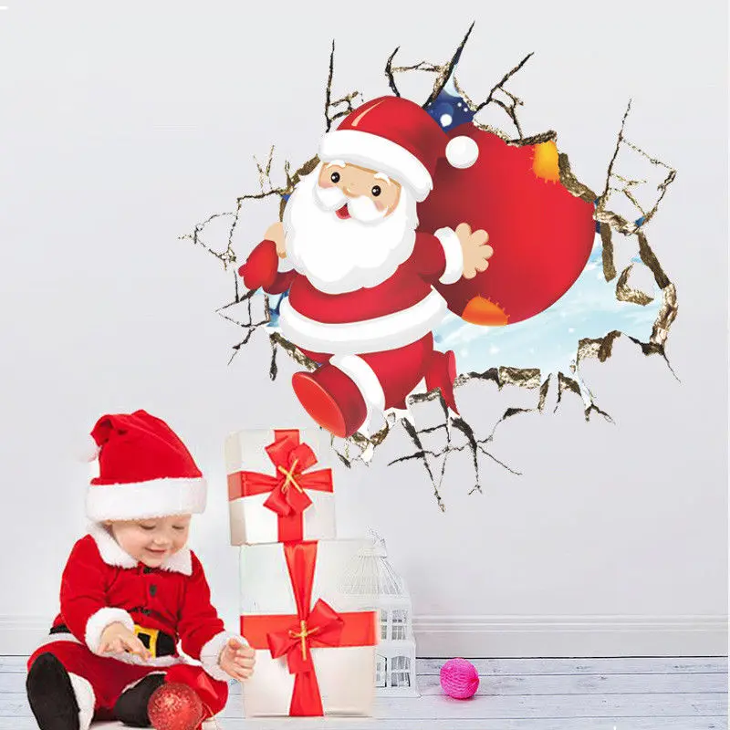 Christmas Vinyl Window Wall Stickers Decal Snowman Removable Home Room