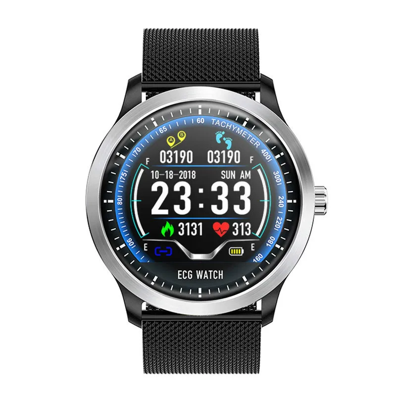 N58 ECG Smartwatch Men Display Heart Rate Sleep Monitor 3D UI Fitness Tracker Steel Strap Leather Strap Bracelet Smart Watch