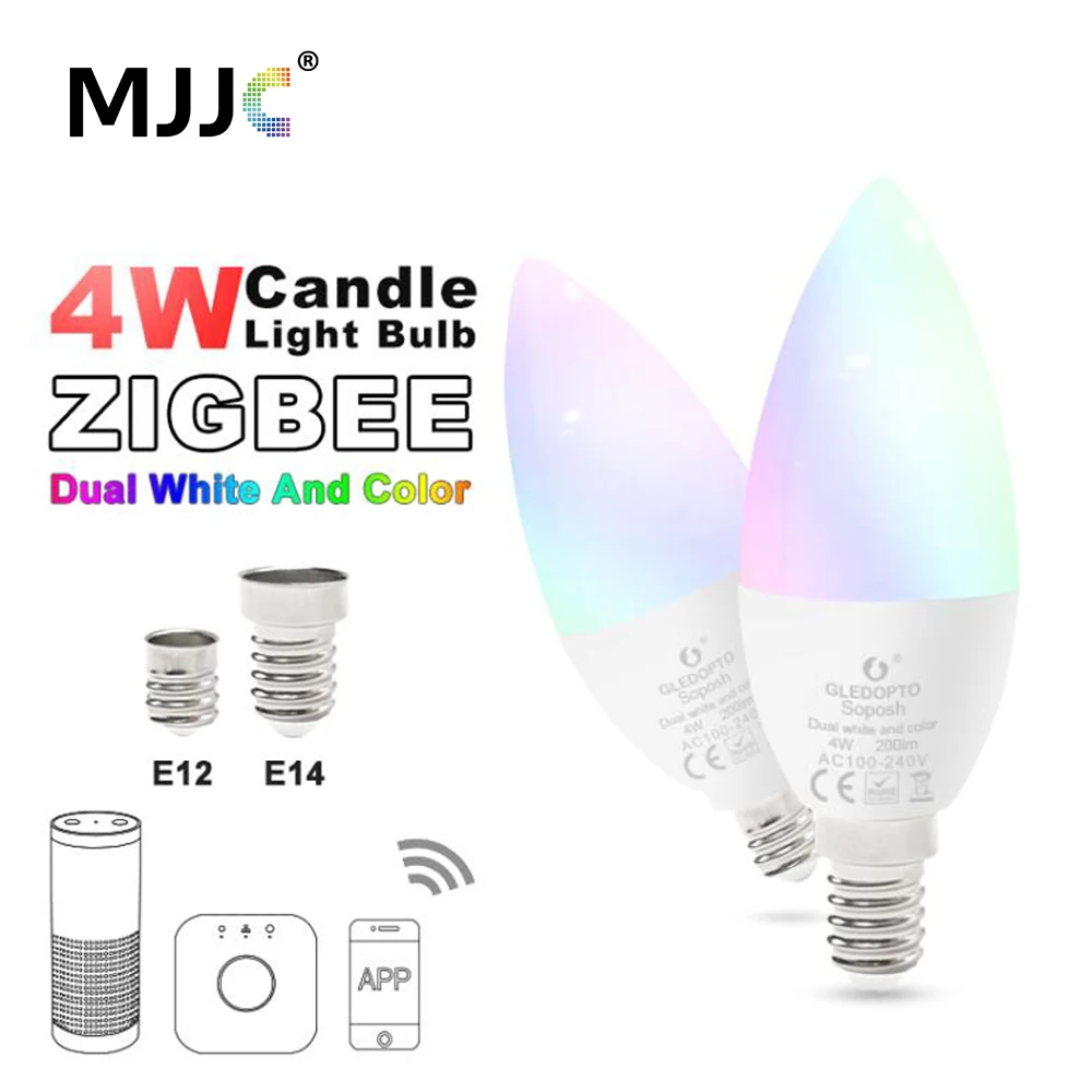 Zigbee ZLL светодиодный светильник 4 Вт RGB RGBW RGBWW CW Smart APP Control 110 В 220 в 230 240 E12 E14 работает с