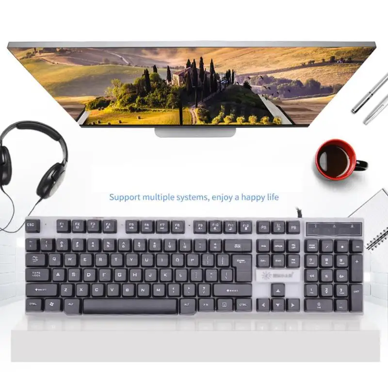 SUNROSE T20 USB Проводная клавиатура с 104 клавишами + мышь защищенный от брызг набор для