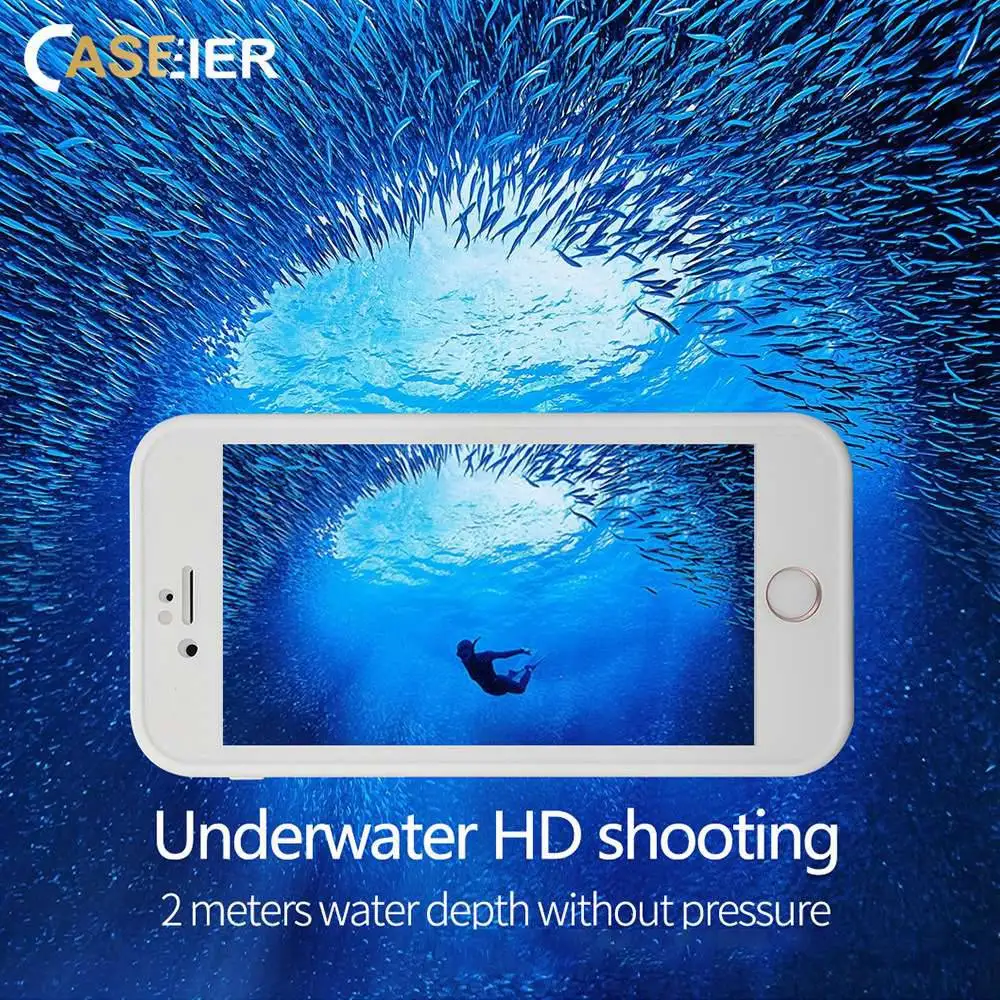 

CASEIER 360 Full Cover Waterproof Case For iPhone 7 8 Plus XR X XS MAX Protect Phone Underwater Case Bags Funda Capa Capinhas
