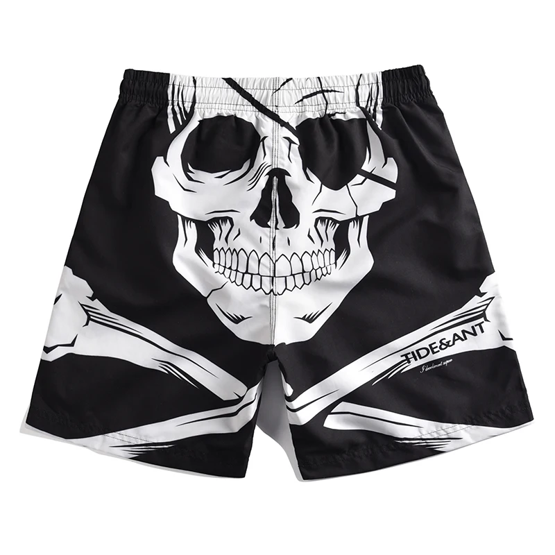 الرجال الأبيض الجمجمة المطبوعة مجلس السراويل تصفح سريعة الجافة السراويل رجل بناطيل الشواطئ فضفاض بناطيل الشواطئ M-4XL الركبة طول سروال سباحة ...