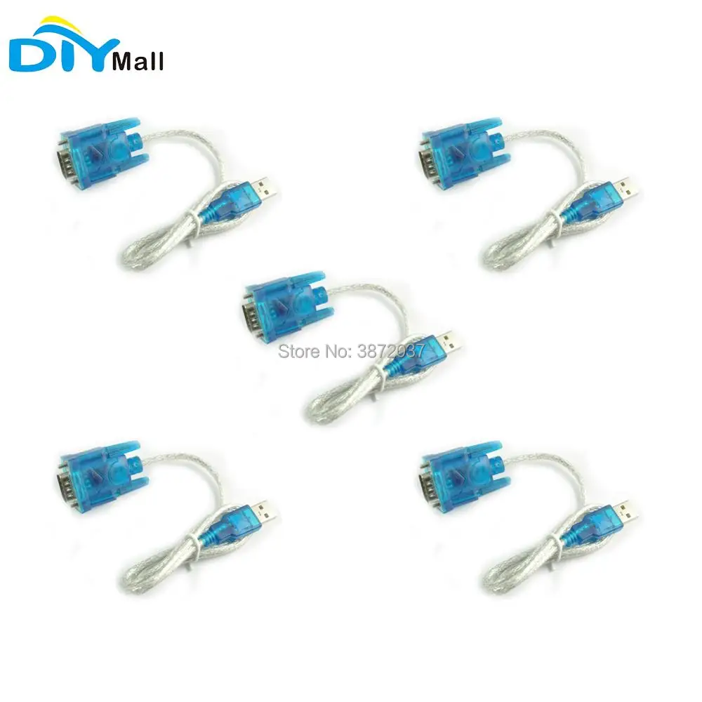 

5pcs/lot USB 2.0 to RS-232 RS232 DB9 Serial Device Converter Adapter Cable Support Win 7 win 8 Win 10