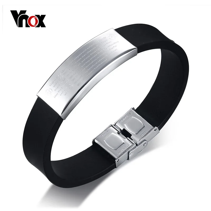 Buy Vnox Stainless Steel Black Silicone Bracelets for