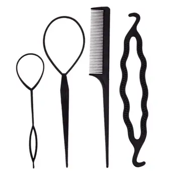 

4pcs Magic Hair Stick Styling Tools Set Braiders Hair Pin Comb Bun Roller Maker Hair Braiding Curler Styling Accessories Tool