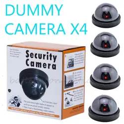 4x поддельный обманный купольная камера безопасности Камера с светодиодный Сенсор свет вспышки