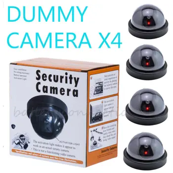 

4x Fake Dummy Dome Surveillance Security Camera with LED Sensor Light Flash