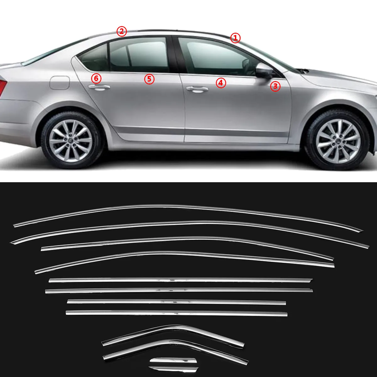 

Car Top Bottom Window Trim Cover Exterior Chromium Styling Stainless Steel for Skoda Octavia A7 2015-2017 Car Styling