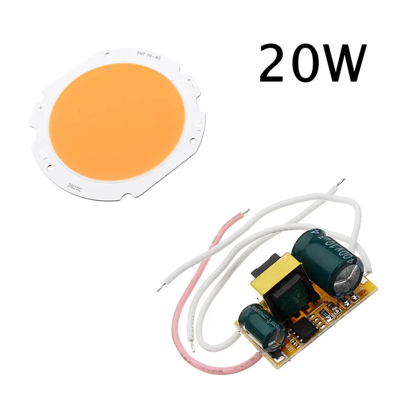 

CLAITE 20W LED COB Round Grow Light Chip DIY with AC90-240V Driver Power Supply for Indoor Plant Flower