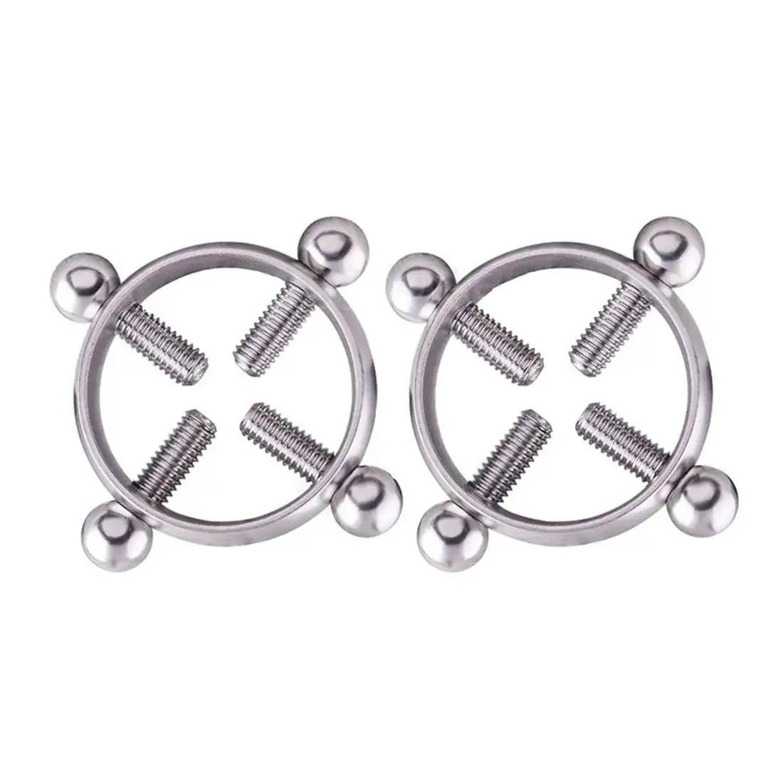 

One Pair Multi-Functional Adjustable Surgical Steel Rings Shields Screw Body Piercing Circle Clamp Silver