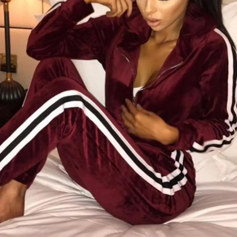 

Europe America Women Fashion Two-piece Set Corduroy Sportswear Slim Casual Loose Hooded Top Cardigan Warm Pants Suits Casual Set