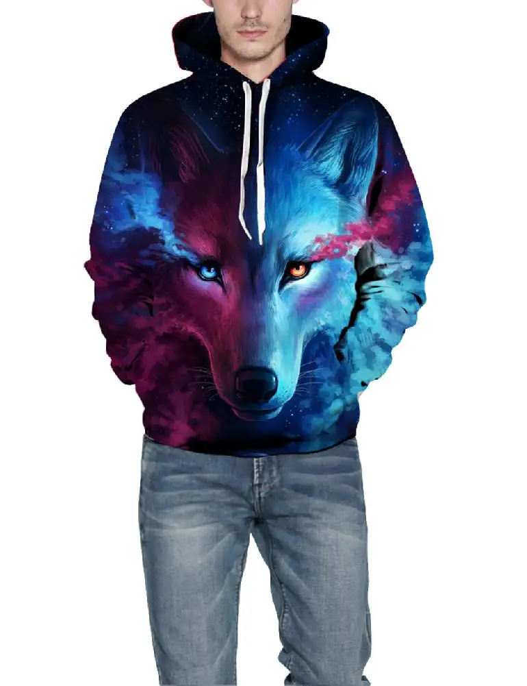  3D Wolf Printed Hoodie Men Women Cool Casual Sweatshirt Spring Autumn Fashionable Pullover Hooded T