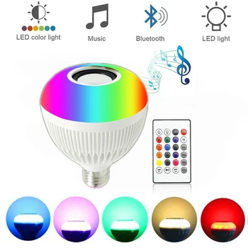 

Dimmable 220V E27 LED Light Bulbs Wireless Bluetooth Speaker Lights 16 Light Color Changing Smart Led Lamp with Remote Control