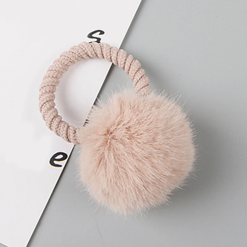 Girls Hair Accessories Colorful Pompon Elastic Hair Bands Rings Cute Creative Fur Ball Hair Rope Lovely Rubber Scrunchies
