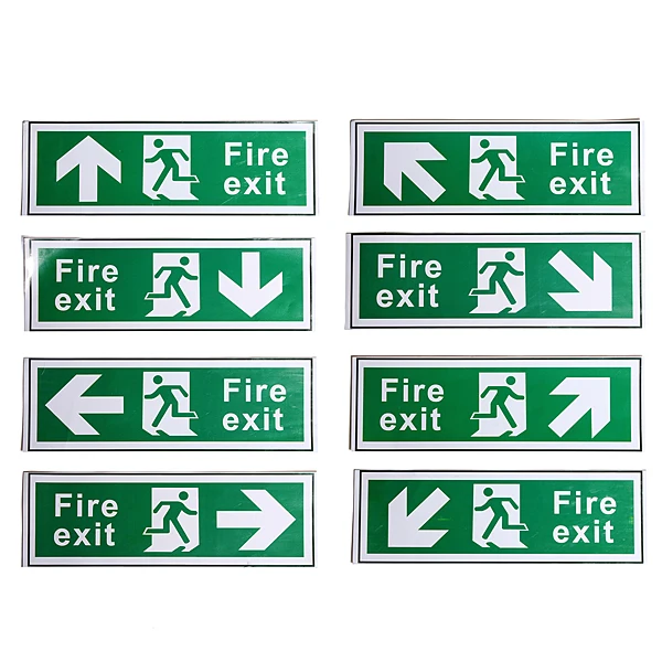 

300x100mm Waterproof Emergency Exit Sign Decal Sticker All Direction Arrows Door Gate Safety Sign Room Wall Sticker