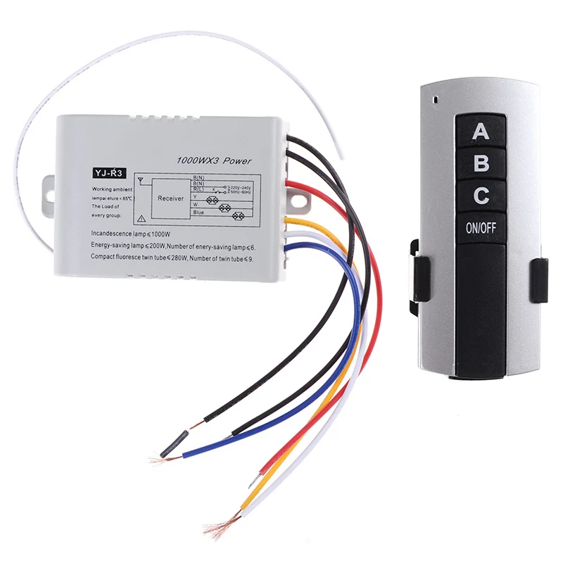 

220V 3 Channel Wireless Remote Control Switch Digital Remote Control Switch for Lamp & Light Electrical Supplies