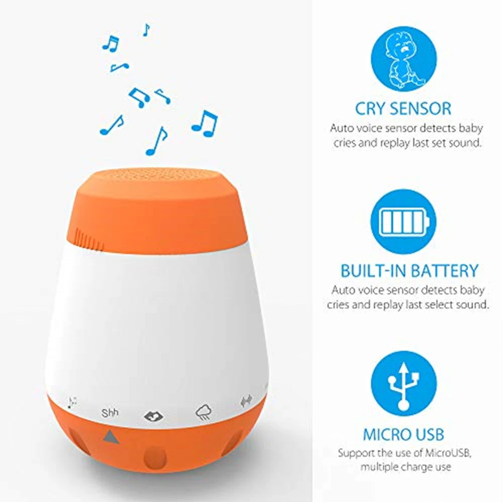 

White Noise Portable Infants Baby Voice Sensor Sleep Soother Smart Rechargeable Music Therapy Sound Machine #16