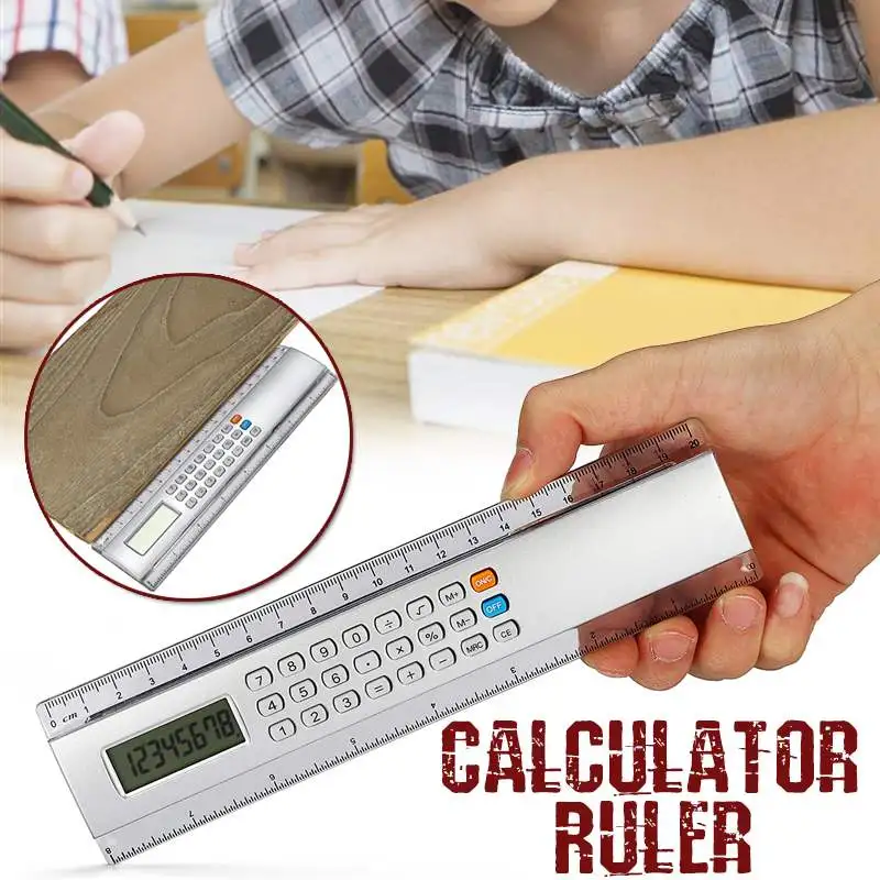 

Multifunctional 20cm Ultra-thin Ruler With CalculatorMeasuring Tool School Office Woodworking
