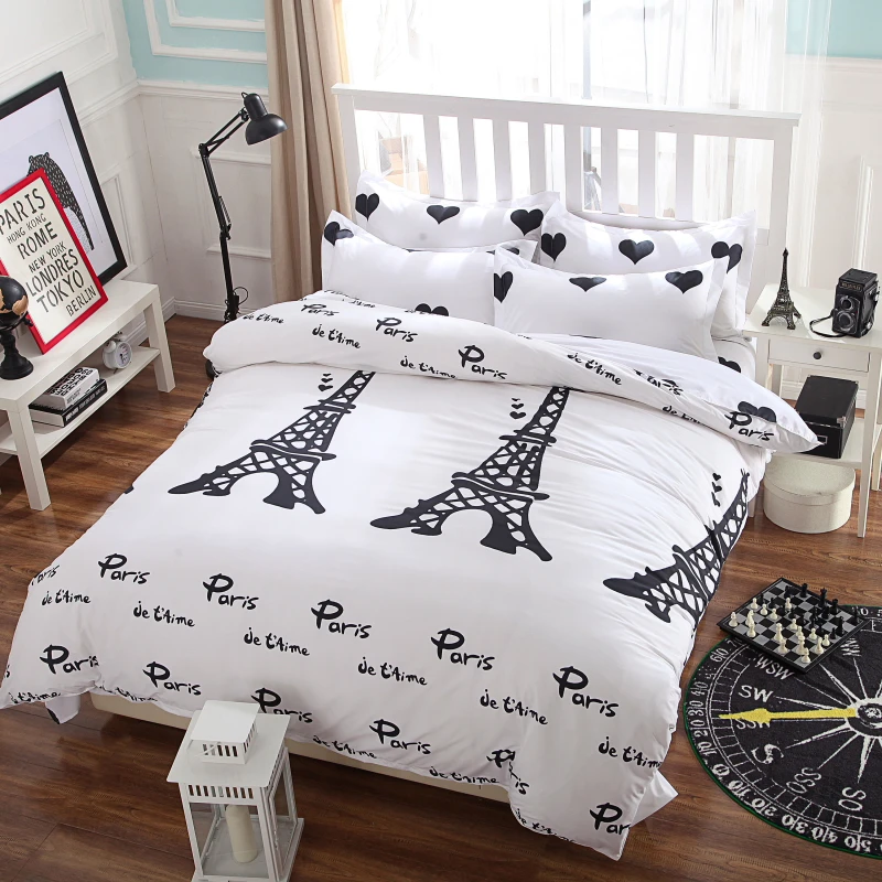 New Bedding Set I Love Paris Style Comforter Cover Set Quilt Cover