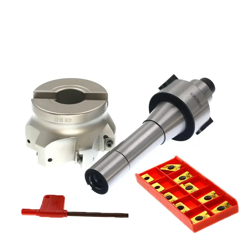 

1set R8 FMB27 7/16 M12 Face Milling Tool Handle +400R 80 27 6T face milling cutter+10pcs APMT1604 carbide inserts