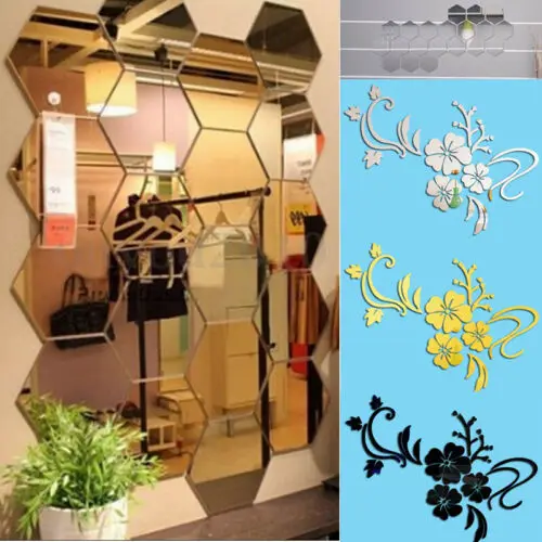 

Mirror Decal Art Mural Wall Stickers Home Room DIY Decor Decoration Removable Sofa TV Background Home Wall Decor