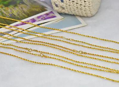 Подлинное 18K желтое золото ожерелье/мужская и женская веревочная цепочка ожерелье/2-3g