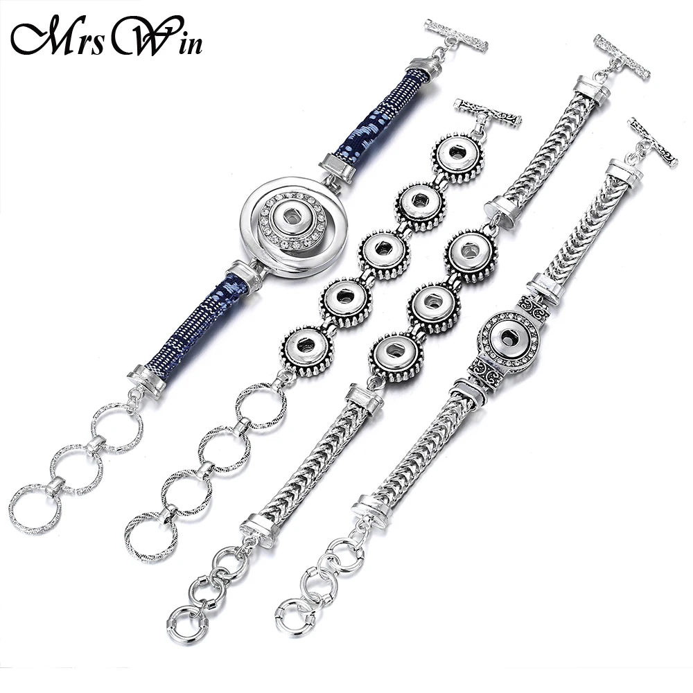 

High Quality Snap Jewelry 12mm Snap Button Bracelet for Women Men Fit Snap Mini Button Jewelry Silver Button Bracelet Bangle