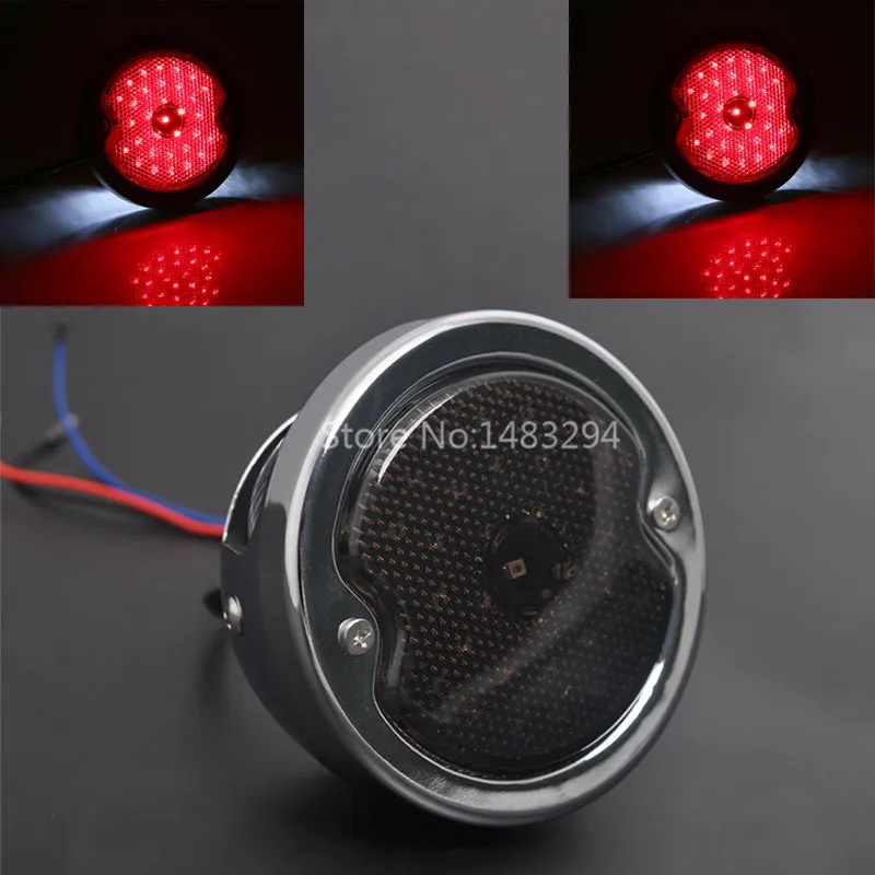 

Chrome Bezel Motorcycle Round Retro Style LED Taillight Brake Running Light Decorative Lamp For ATV KTM